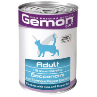 Gemon (Джемон) Cat Adult Chunkies with Tuna&Ocean fish - Влажный корм с тунцом и океанической рыбой для взрослых котов (кусочки в желе) (415 г)