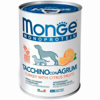 Monge (Монж) Dog Monoprotein Fruit Turkey with Citrus – Монопротеиновый паштет с индейкой и цитрусовыми для собак (400 г) в E-ZOO