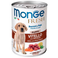 Monge (Монж) Puppy Fresh Veal with Vegetables – Консервированный корм из кусочков телятины с овощами для щенков (кусочки в паштете) (400 г) в E-ZOO