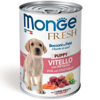 Monge (Монж) Puppy Fresh Veal with Vegetables – Консервированный корм из кусочков телятины с овощами для щенков (кусочки в паштете) (400 г)