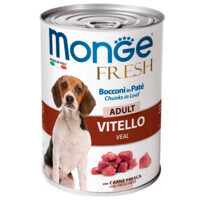 Monge (Монж) Fresh Dog Adult Veal – Консервированный корм с телятиной для взрослых собак всех пород (кусочки в паштете) (400 г) в E-ZOO