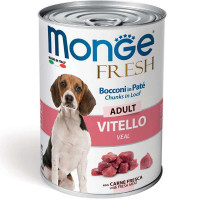 Monge (Монж) Fresh Dog Adult Veal – Консервированный корм с телятиной для взрослых собак всех пород (кусочки в паштете) (400 г)