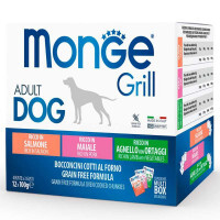Monge (Монж) Grill Adult Dog Multipack Lamb&Pork&Salmon – Набор паучей с ягненком и овощами, свининой, лососем для собак крупных пород (12х100 г)