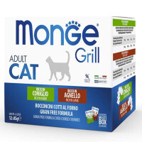 Monge (Монж) Grill Adult Cat Multipack Rabbit&Lamb – Набор паучей с кроликом и ягнёнком для взрослых котов (12х85 г)