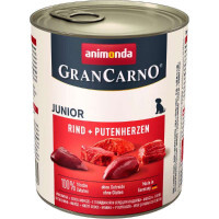 Animonda (Анимонда) Gran Carno Junior Beef &Turkey Heart - Консервированный корм с говядиной и сердцем индейки для щенков (рубленное мясо) (800 г)