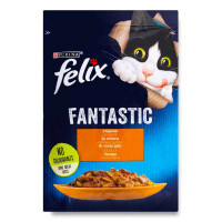 Felix (Фелікс) Fantastic - Вологий корм з куркою для котів (шматочки в желе) (85 г) в E-ZOO