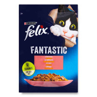 Felix (Феликс) Fantastic - Влажный корм с лососем для котов (кусочки в желе) (85 г)