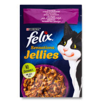Felix (Феликс) Sensations Jellies - Влажный корм с уткой для котов (кусочки в желе со шпинатом) (85 г) в E-ZOO