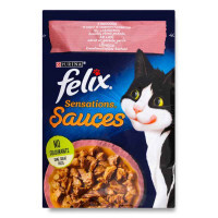 Felix (Феликс) Sensations Jellies - Влажный корм с лососем для котов (кусочки в соусе со вкусом креветок) (85 г) в E-ZOO