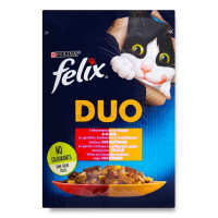 Felix (Феликс) Duo - Влажный корм с говядиной и птицей для котов (кусочки в желе) (85 г) в E-ZOO