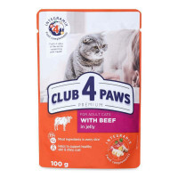 Club 4 Paws (Клуб 4 Лапы) Premium Adult Cat Beef in Jelly - Влажный корм с говядиной для взрослых котов (кусочки в желе) (100 г) в E-ZOO