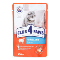 Club 4 Paws (Клуб 4 Лапи) Premium Adult Cat Lamb in Gravy - Вологий корм з ягням для дорослих котів (шматочки в соусі) (100 г) в E-ZOO