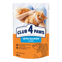 Club 4 Paws (Клуб 4 Лапы) Premium Adult Cat Salmon in Jelly - Влажный корм с лососем для взрослых котов (кусочки в желе) (85 г) в E-ZOO