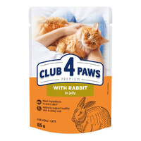Club 4 Paws (Клуб 4 Лапы) Premium Adult Cat Rabbit in Jelly - Влажный корм с кроликом для взрослых котов (кусочки в желе) (85 г) в E-ZOO