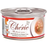 Cherie (Шері) Yellowfin mix Skipjack Tuna with Shrimp Entrеes in Gravy - Вологий корм з тунцем та креветками для дорослих кішок (шматочки в соусі) (80 г) в E-ZOO