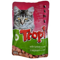 Tropi (Тропи) Pouch for Cat Turkey in Gravy - Влажный корм с индейкой для котов (кусочки в соусе) (100 г)