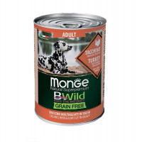 Monge (Монж) BWild Grain Free Wet Turkey Adult - Консервований корм з індички, з гарбузом та кабачками для собак усіх порід (шматочки в соусі) (400 г) в E-ZOO