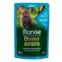 Monge (Монж) BWild Grain Free Wet Anchovies Adult Cat - Влажный беззерновой корм из анчоусов с овощами для взрослых кошек (кусочки в соусе) (85 г) в E-ZOO
