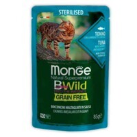 Monge (Монж) BWild Grain Free Wet Tuna with Shrimp Sterilized Adult Cat - Влажный беззерновой корм из тунца и креветок для стерилизованных котов (кусочки в соусе) (85 г) в E-ZOO