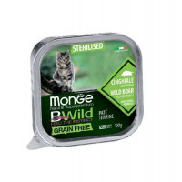 Monge (Монж) BWild Grain Free Wet Wild Boar Sterilized Cat - Консервированный беззерновой корм из мяса дикого кабана для стерилизованных кошек (паштет) (100 г) в E-ZOO