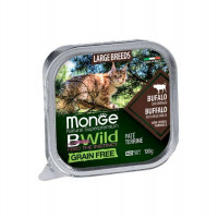 Monge (Монж) BWild Grain Free Wet Buffalo Large Breeds - Консервированный беззерновой корм из мяса буйвола для котят и взрослых котов крупных пород (паштет) (100 г) в E-ZOO