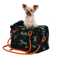 M-Pets (М-Петс) Remix Travel Carrier 2in1 Camouflage - Складная камуфляжная сумка-переноска с поводком в комплекте для собак малых пород и котов весом до 4,5 кг (41х28х28 см)