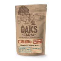Oak's Farm (Оакс Фарм) Grain Free Salmon with Krill Sterilised Adult Cat - Сухой беззерновой корм с лососем и крилем для стерилизованных кошек от 1 года (400 г) в E-ZOO