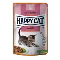 Happy Cat (Хэппи Кэт) Kitten & Junior Land-Ente - Влажный корм с уткой для котят (кусочки в соусе) (85 г) в E-ZOO