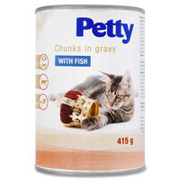 Petty (Пэтти) Chunks in Gravy With Fish – Консервированный корм с рыбой для котов (кусочки в соусе) (415 г) в E-ZOO