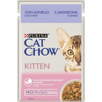 Cat Chow (Кэт Чау) Kitten – Влажный корм с ягненком и цуккини для котят (кусочки в желе) (85 г)