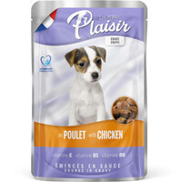 Plaisir (Плєзір) Puppy Chicken Chunks In Gravy - Повнораціонний вологий корм з куркою для цуценят (шматочки в соусі) (100 г) в E-ZOO