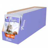 Plaisir (Плєзір) Adult Sterilized Cat Chicken&Liver Chunks In Gravy - Повнораціонний вологий корм з куркою та печінкою для дорослих стерилізованих котів (шматочки в соусі) (22х100 г (box)) в E-ZOO