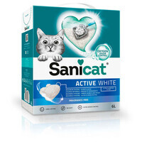 Sanicat (Саникет) Active White Cat Litter – Белый бентонитовый ультракомкующийся наполнитель без запаха для кошачьего туалета (6 л / 5,25 кг)