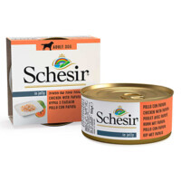 Schesir (Шезір) Chicken & Papaya - Консервований корм з куркою і папаєю для дорослих собак (шматочки в желе) (150 г) в E-ZOO
