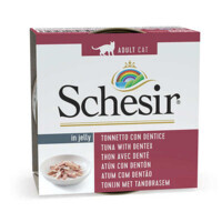 Schesir Tuna with Dentex - Консервированный корм с тунцом и зубаном для взрослых котов (кусочки в желе) (85 г) в E-ZOO