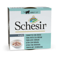 Schesir Tuna with Dorada - Консервированный корм с тунцом и дорадой для взрослых котов (кусочки в желе) (85 г) в E-ZOO