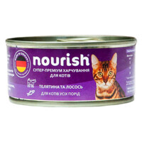 Nourish (Норіш) Консервований корм Телятина та Лосось з тауріном для дорослих котів різних порід (100 г) в E-ZOO