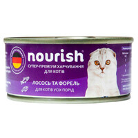 Nourish (Нориш) Консервированный корм Лосось и Форель с таурином для взрослых кошек разных пород (100 г) в E-ZOO