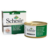 Schesir (Шезир) Tuna & Chicken - Консервированный корм с тунцом и курицей для взрослых котов (кусочки в желе) (85 г) в E-ZOO