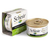 Schesir (Шезир) Tuna & Chicken - Консервированный корм с тунцом и курицей для взрослых котов (кусочки в желе) (85 г)