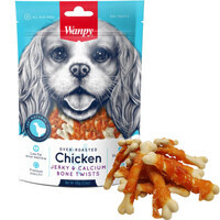 Wanpy (Ванпи) Chicken Jerky & Calcium Bone Twists - Лакомство косточки с вяленой курицей, обогащенные кальцием для собак (100 г) в E-ZOO