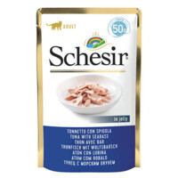 Schesir Tuna with Seabass - Консервований корм з тунцем і окунем для дорослих котів (шматочки в желе) (85 г) в E-ZOO