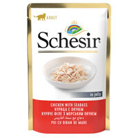 Schesir (Шезір) Chicken & Seabass - Консервований корм з куркою і окунем для дорослих котів (шматочки в желе) (85 г) в E-ZOO