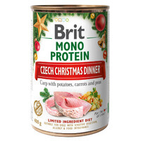 Brit Care (Брит Кеа) Dog Monoprotein Carp and Potato, Carrot, Peas – Рожденственский монопротеиновый влажный корм с карпом и овощным салатом для собак (400 г) в E-ZOO
