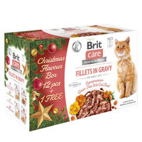 Brit Care (Бріт Кеа) Fillet in Gravy Set Cat – Різдвяний набір вологих кормів Філе в соусі для котів (12+1 (85 г)) в E-ZOO