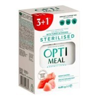 OptiMeal (ОптіМіл) Adult Cats Sterilised Turkey & Chicken fillet – Консервований корм з індичкою та курячим філе для стерилізованих кішок та кастрованих котів (шматочки в желе) (3+1 (85 г)) в E-ZOO