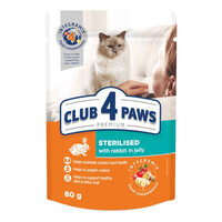 Club 4 Paws (Клуб 4 Лапы) Premium Cat Sterilized Rabbit in Jelly - Влажный корм с кроликом для стерилизованных котов (кусочки в желе) (80 г) в E-ZOO