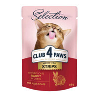 Club 4 Paws (Клуб 4 Лапи) Premium Selection Cat Strips Rabbit in Gravy - Вологий корм з кролем для котів (смужки у соусі) (85 г) в E-ZOO
