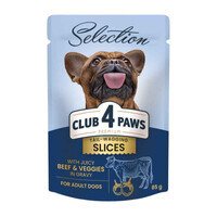 Club 4 Paws (Клуб 4 Лапы) Premium Selection Slices Dog Beef & Vegetables in Gravy - Влажный корм с говядиной и овощами для собак малых пород (слайсы в соусе) (85 г) в E-ZOO