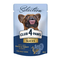 Club 4 Paws (Клуб 4 Лапи) Premium Selection Slices Dog Duck & Turkey in Gravy - Вологий корм із качкою та індичкою для собак малих порід (слайси в соусі) (85 г) в E-ZOO